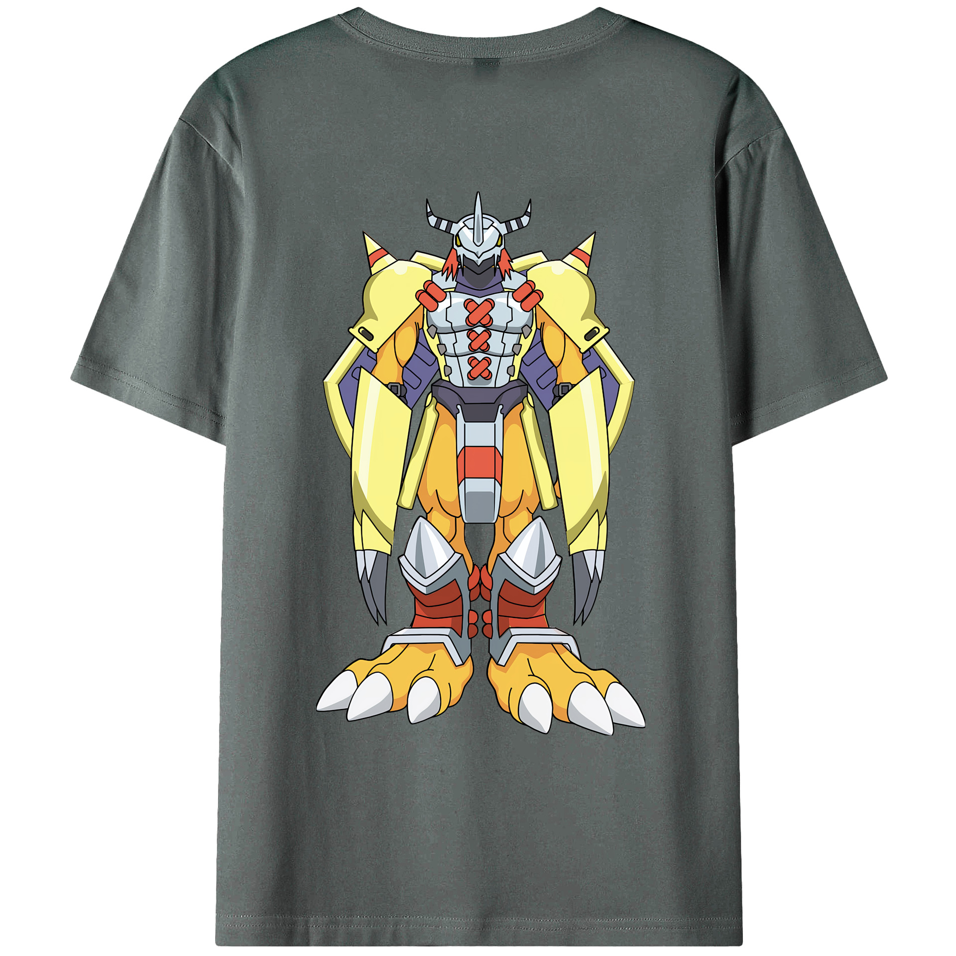 （画像用） Digimon デジタルモンスター/デジモン 綿100％ メンズ半袖Tシャツ（バックプリント） 通気性